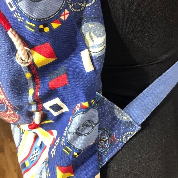 Sun N Sand Beach Cotton Backpack Red Blue Anchor - Picture 7 of 10